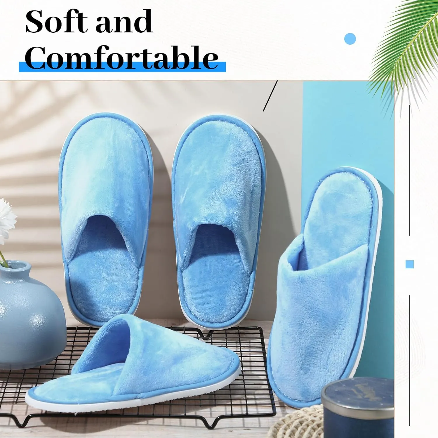 6 Pairs Kids Disposable Slippers Non Slip Closed Toe Spa Slippers Comfortable House Spa Indoor Outdoor for 4-12 Years Old Boys Girls Party Hotel Travel(Blue,S)