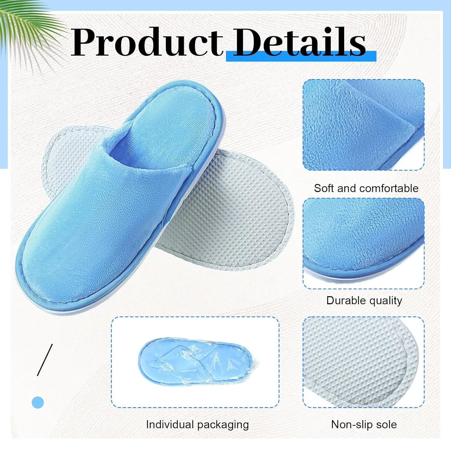 6 Pairs Kids Disposable Slippers Non Slip Closed Toe Spa Slippers Comfortable House Spa Indoor Outdoor for 4-12 Years Old Boys Girls Party Hotel Travel(Blue,S)