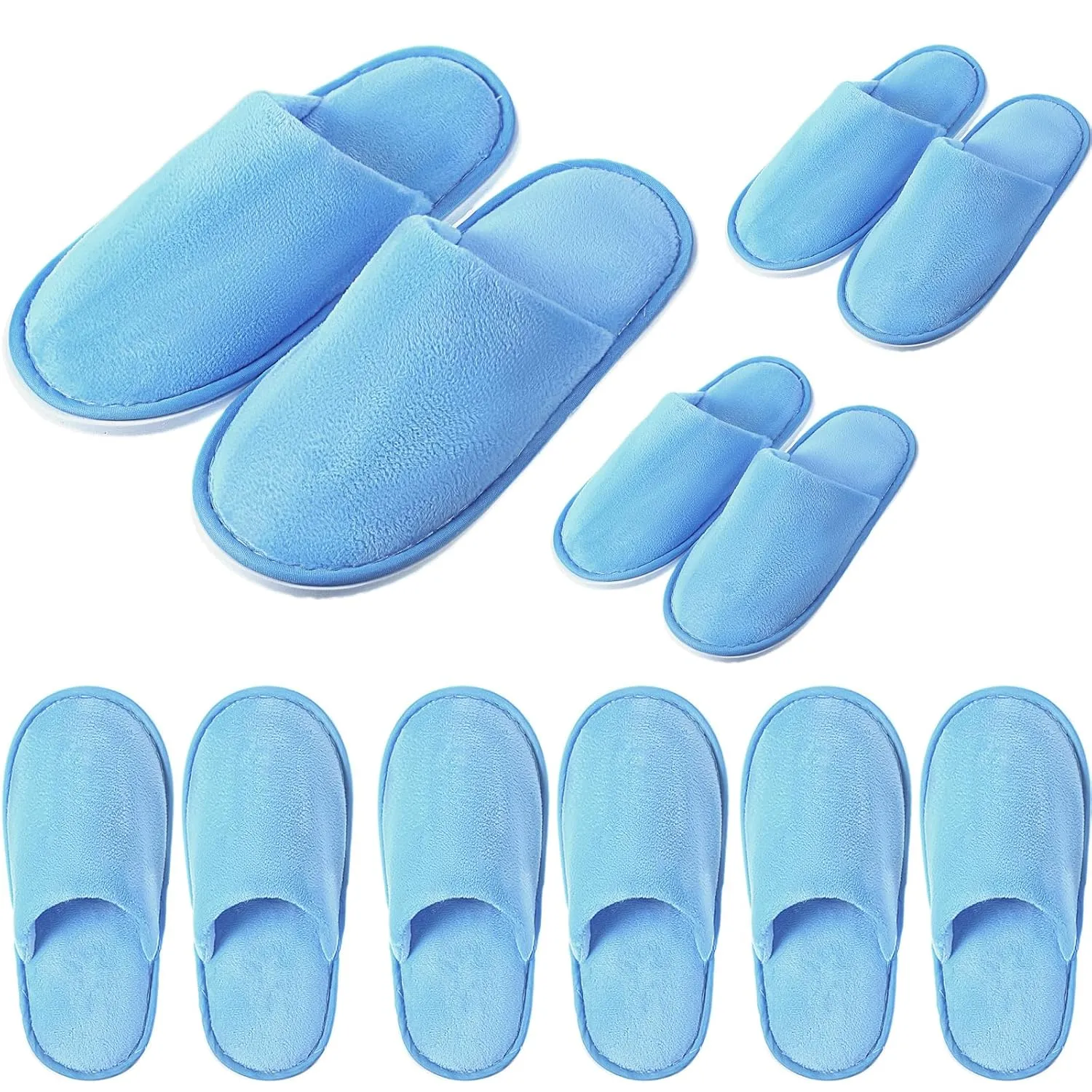 6 Pairs Kids Disposable Slippers Non Slip Closed Toe Spa Slippers Comfortable House Spa Indoor Outdoor for 4-12 Years Old Boys Girls Party Hotel Travel(Blue,S)