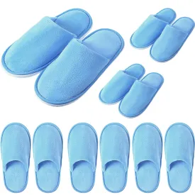 6 Pairs Kids Disposable Slippers Non Slip Closed Toe Spa Slippers Comfortable House Spa Indoor Outdoor for 4-12 Years Old Boys Girls Party Hotel Travel(Blue,S)