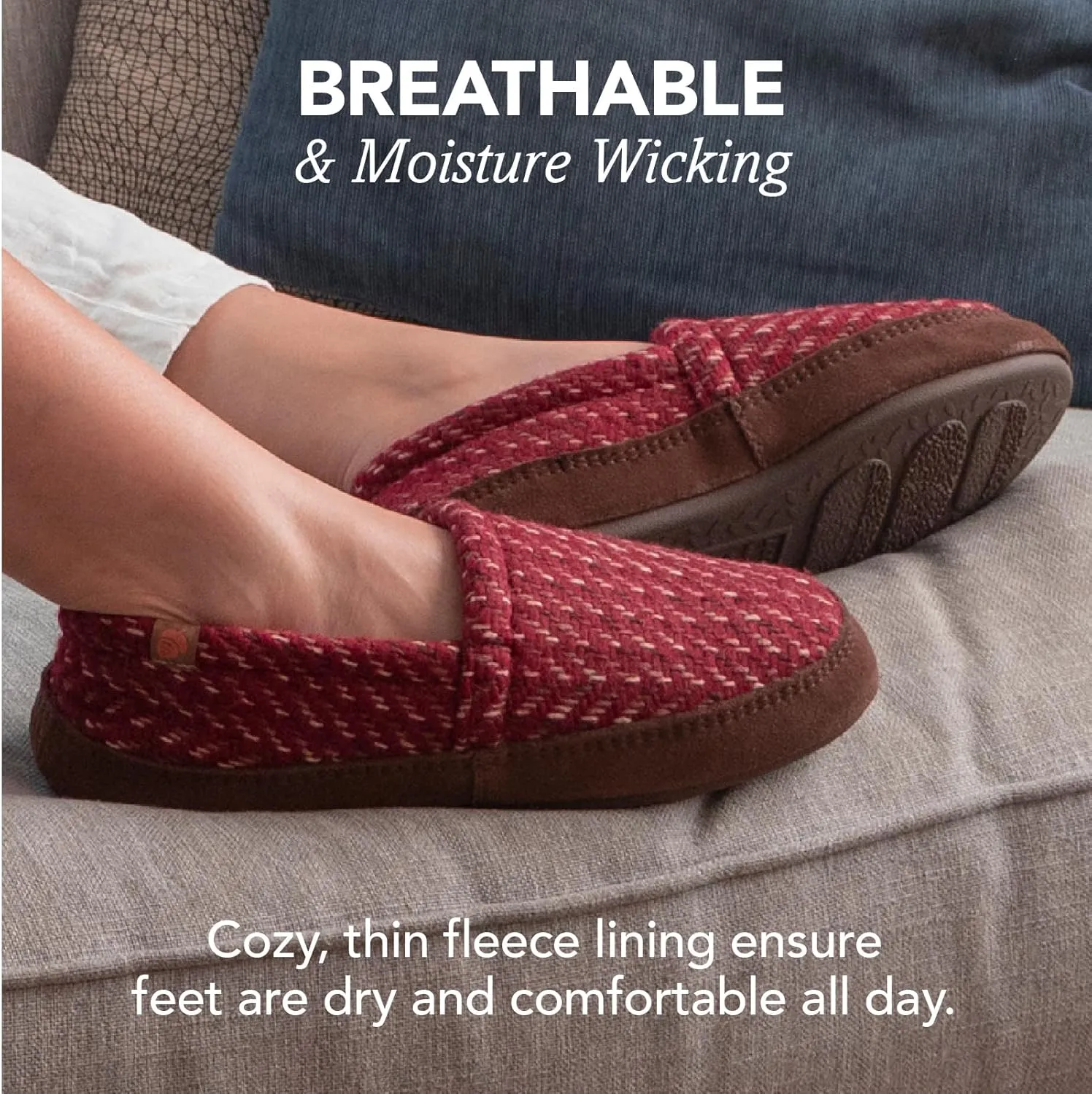 Acorn Womens Moc Slippers with Comfortable Cloud-Like Feel, Soft and Cozy Uppers and Non-Slip Sole