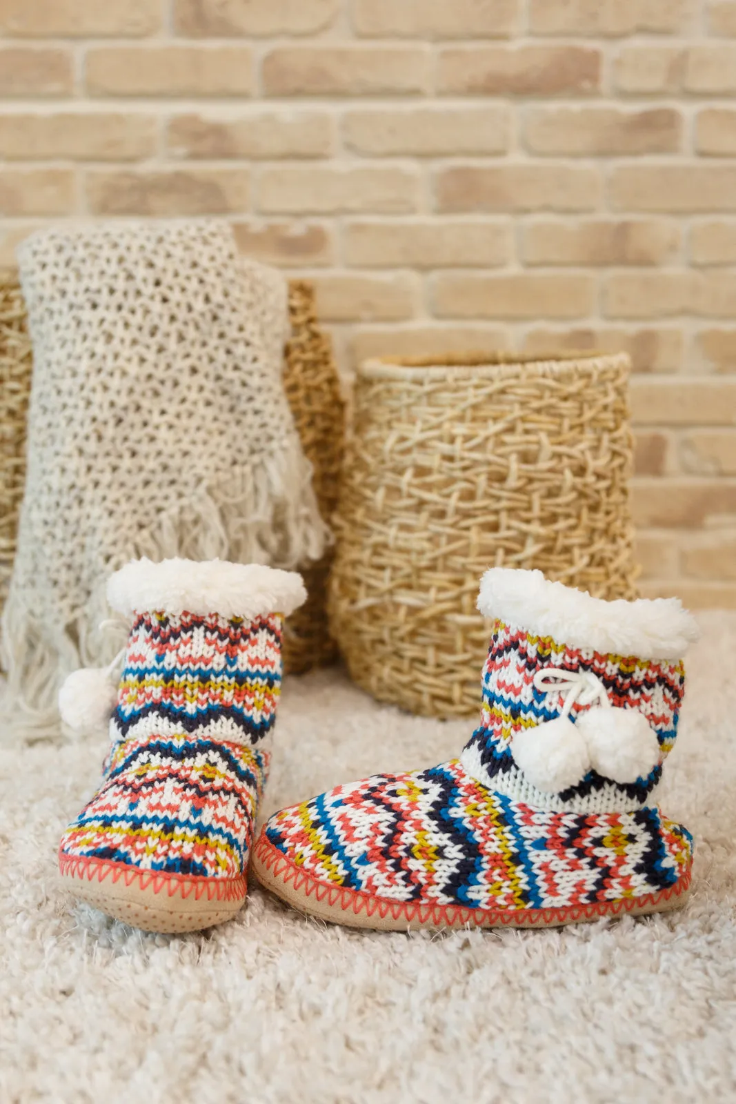 Aztec Trek Knitted Multi Color Slipper Boots