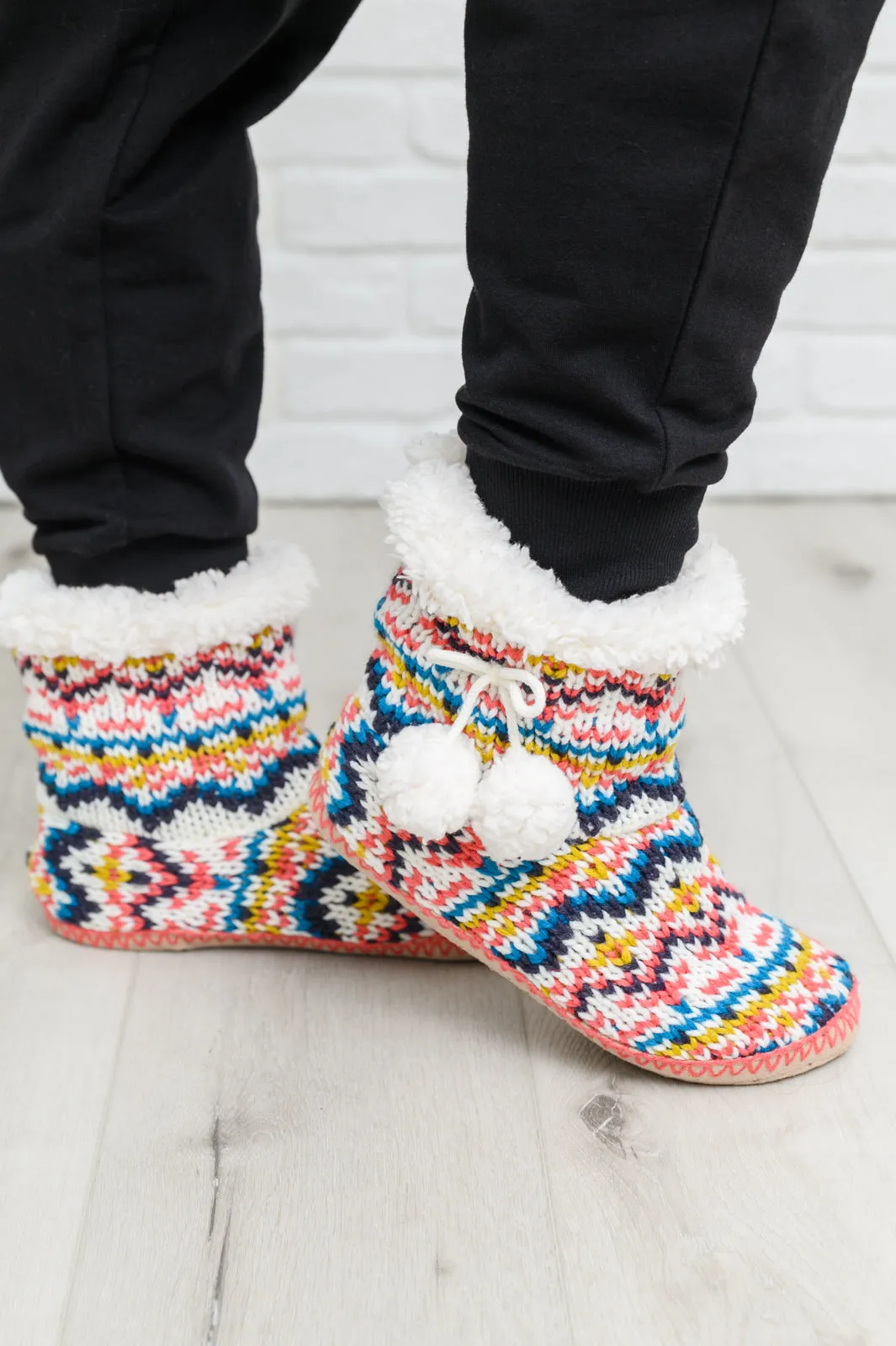 Aztec Trek Knitted Multi Color Slipper Boots