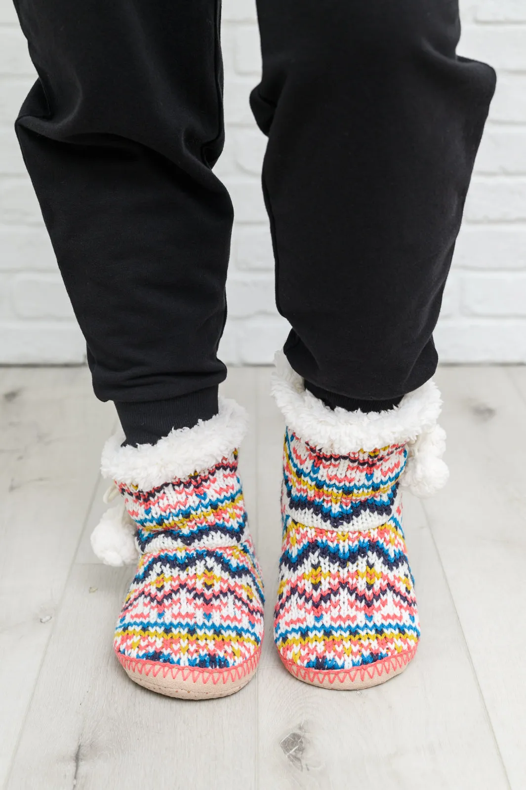 Aztec Trek Knitted Multi Color Slipper Boots