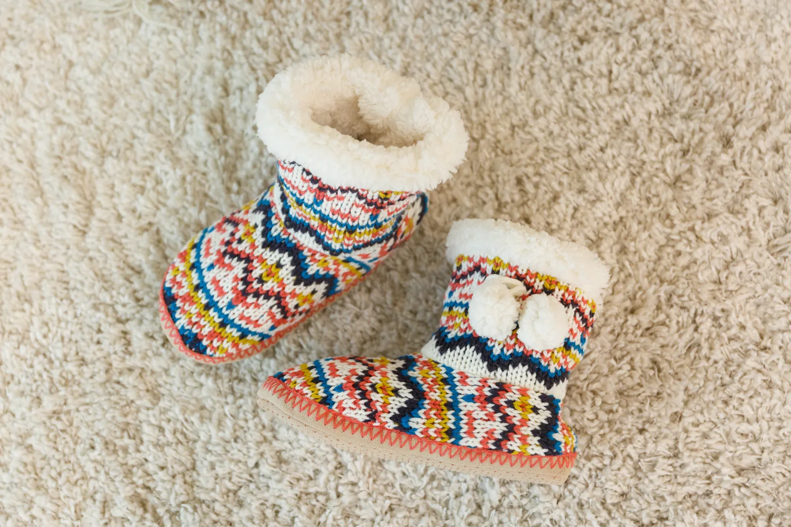 Aztec Trek Knitted Multi Color Slipper Boots