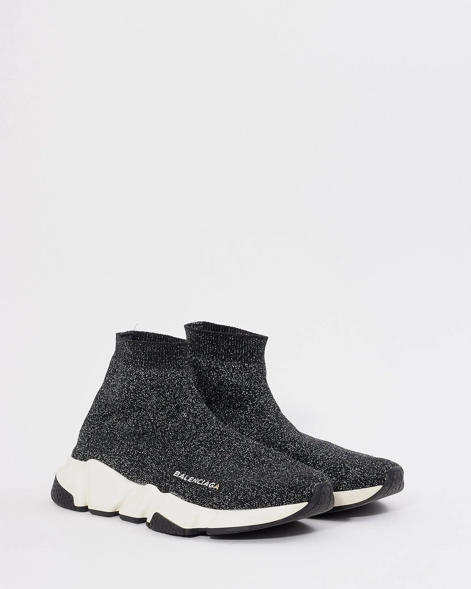 Balenciaga Grey Metallic Speed Trainer Sock Sneakers - 39