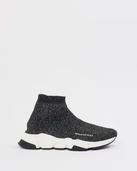 Balenciaga Grey Metallic Speed Trainer Sock Sneakers - 39
