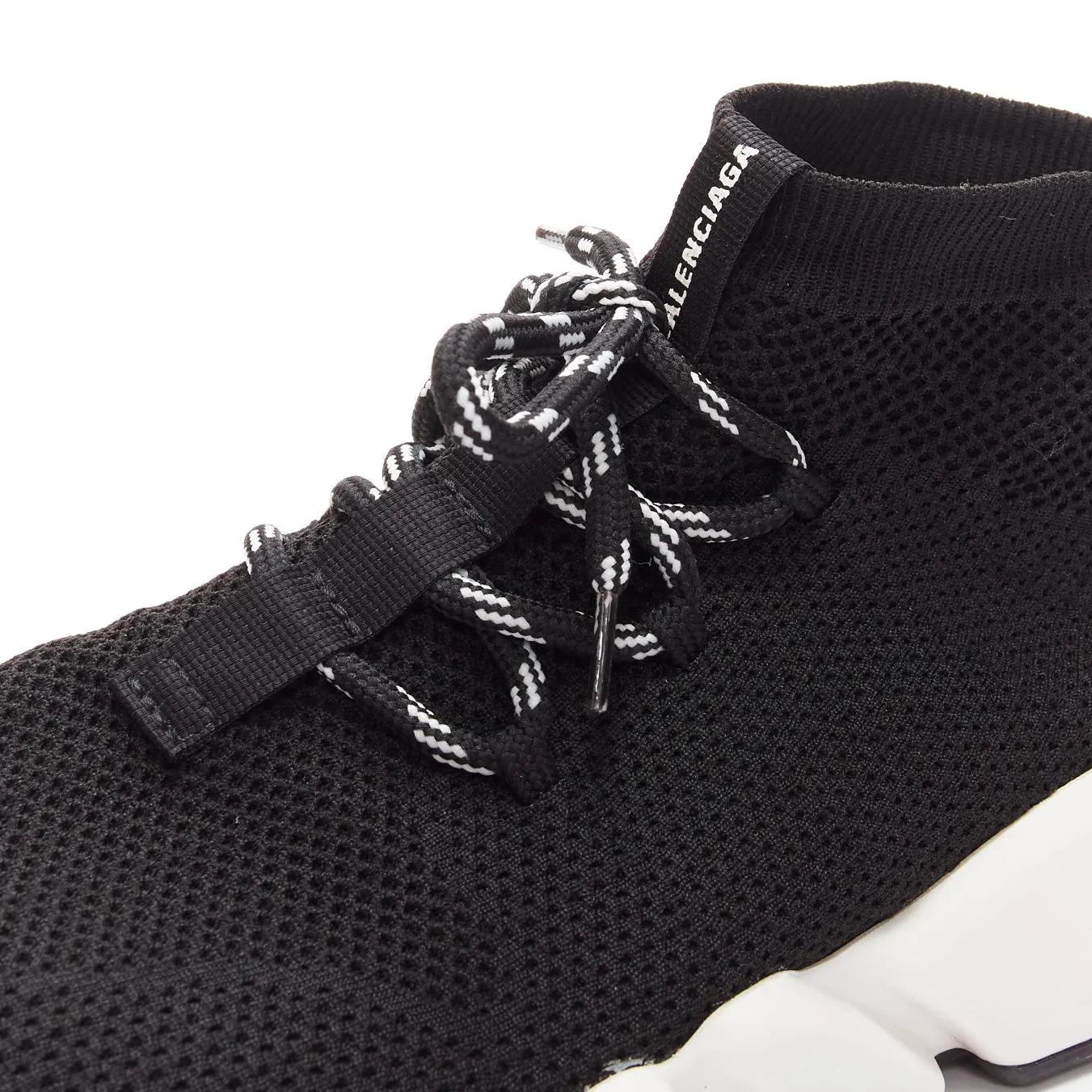 BALENCIAGA Speed black white red logo laced sock sneakers EU40