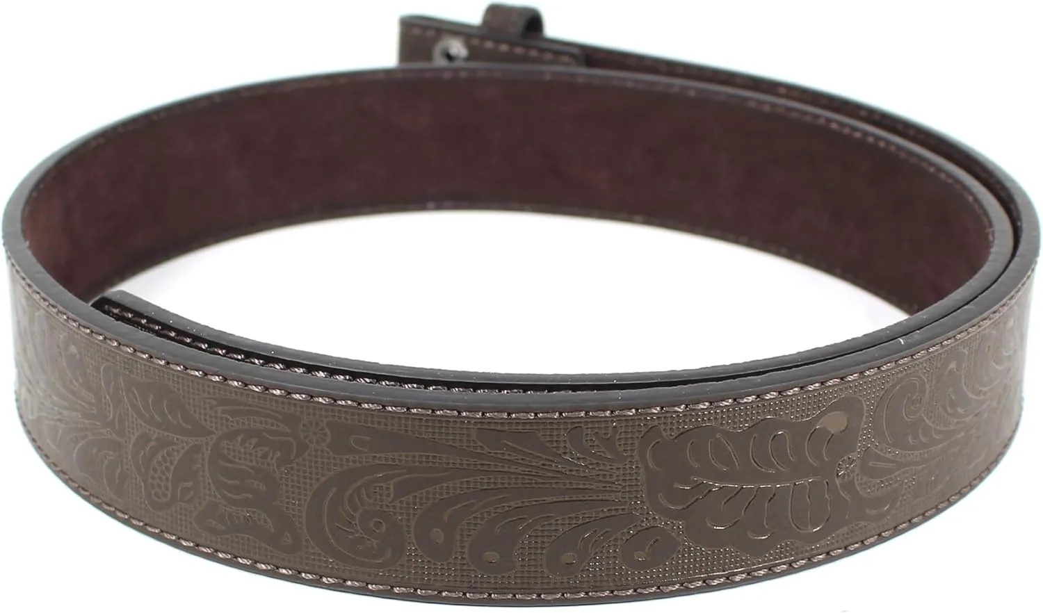BC Belts Leather Belt Strap with Embossed Western Scrollwork 1.5" Wide with Snaps