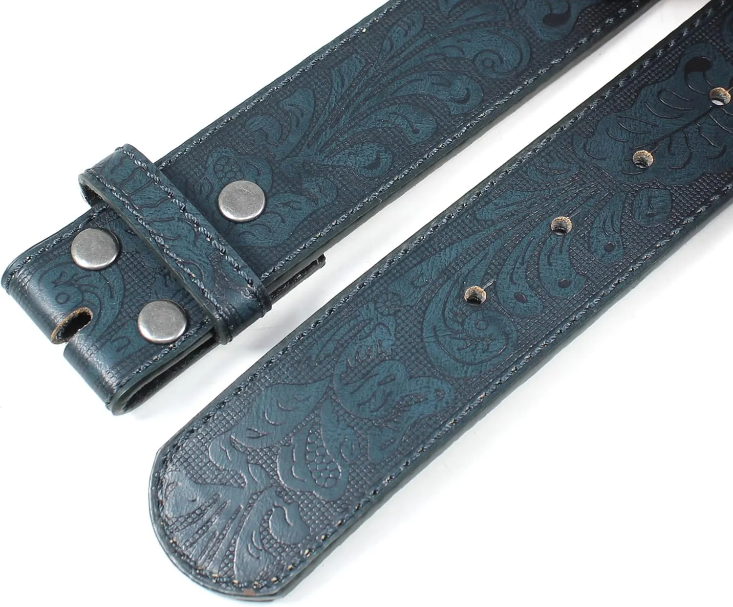 BC Belts Leather Belt Strap with Embossed Western Scrollwork 1.5" Wide with Snaps