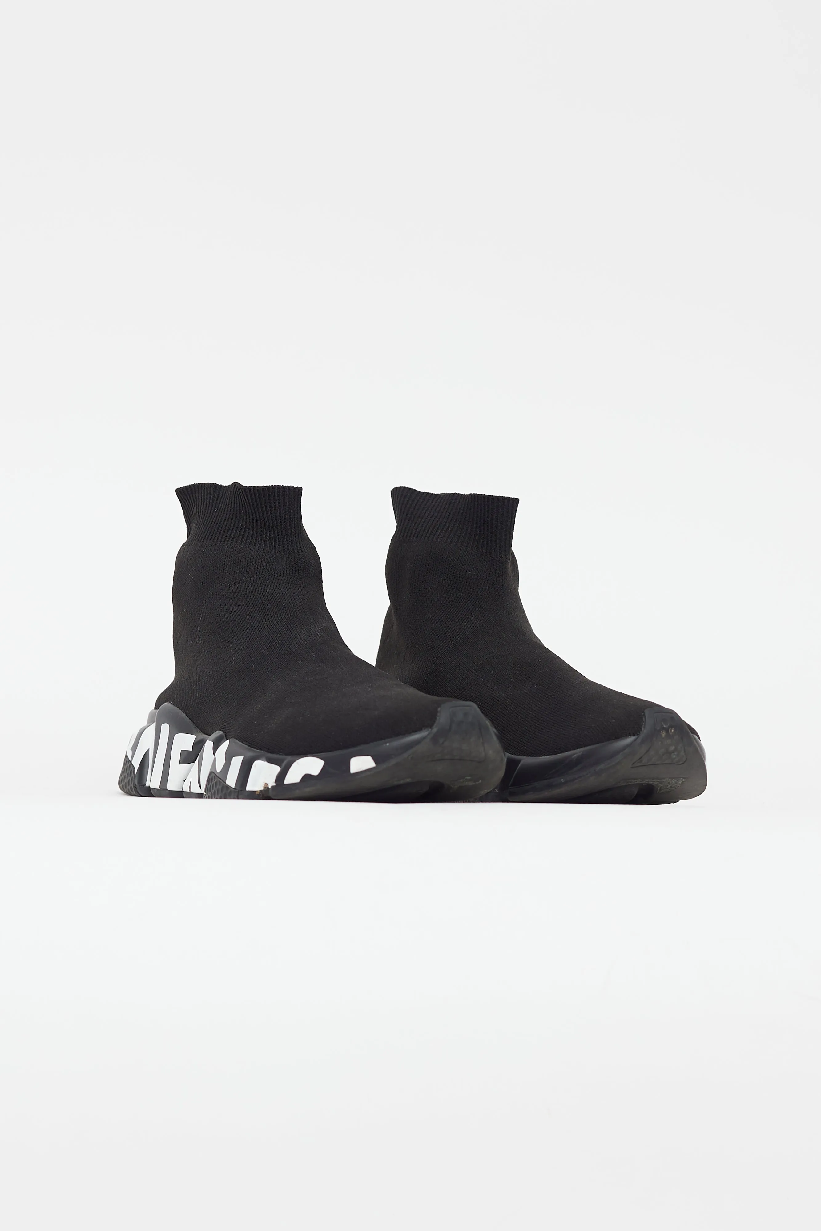 Black & White Knit Logo Speed Sneaker