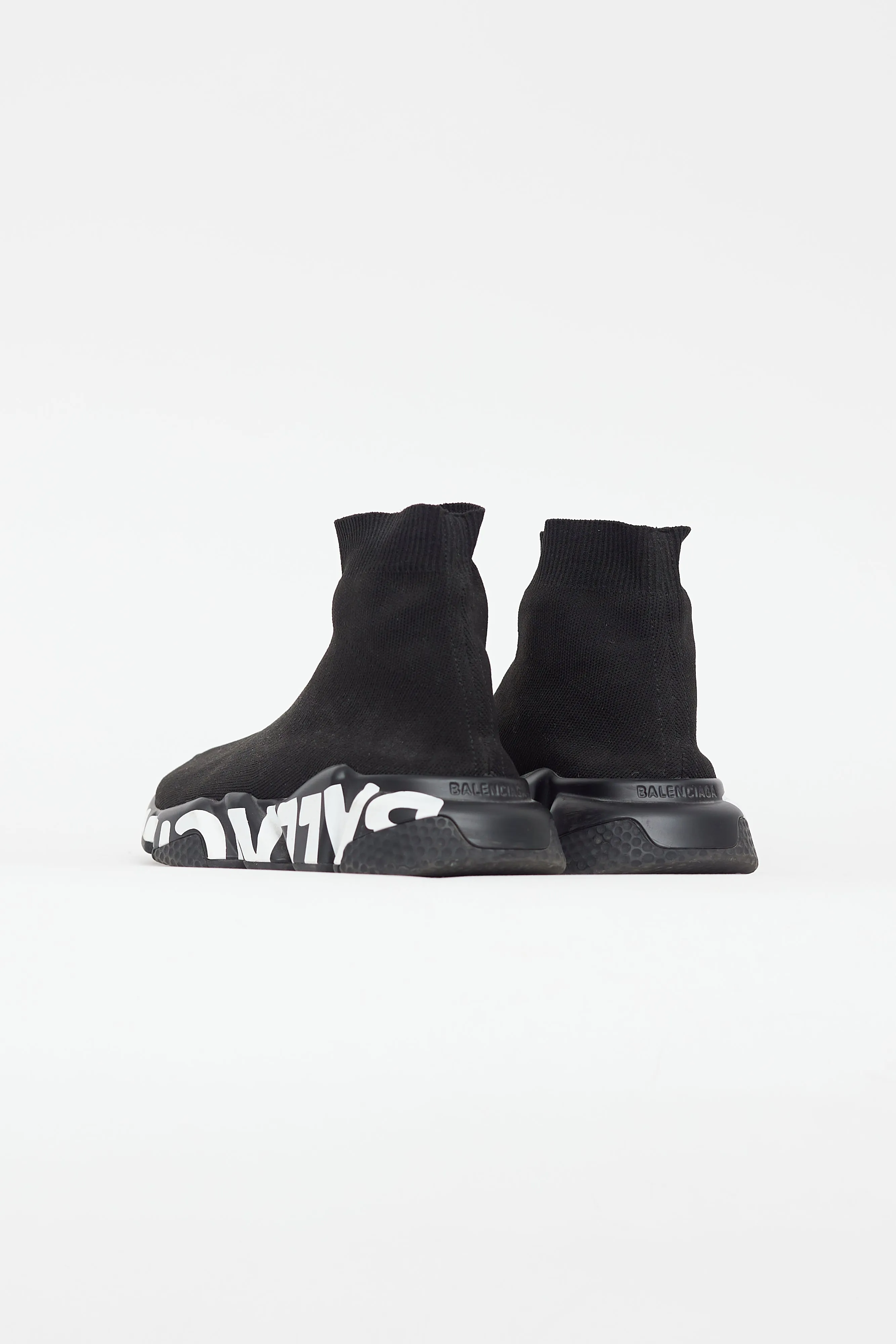 Black & White Knit Logo Speed Sneaker