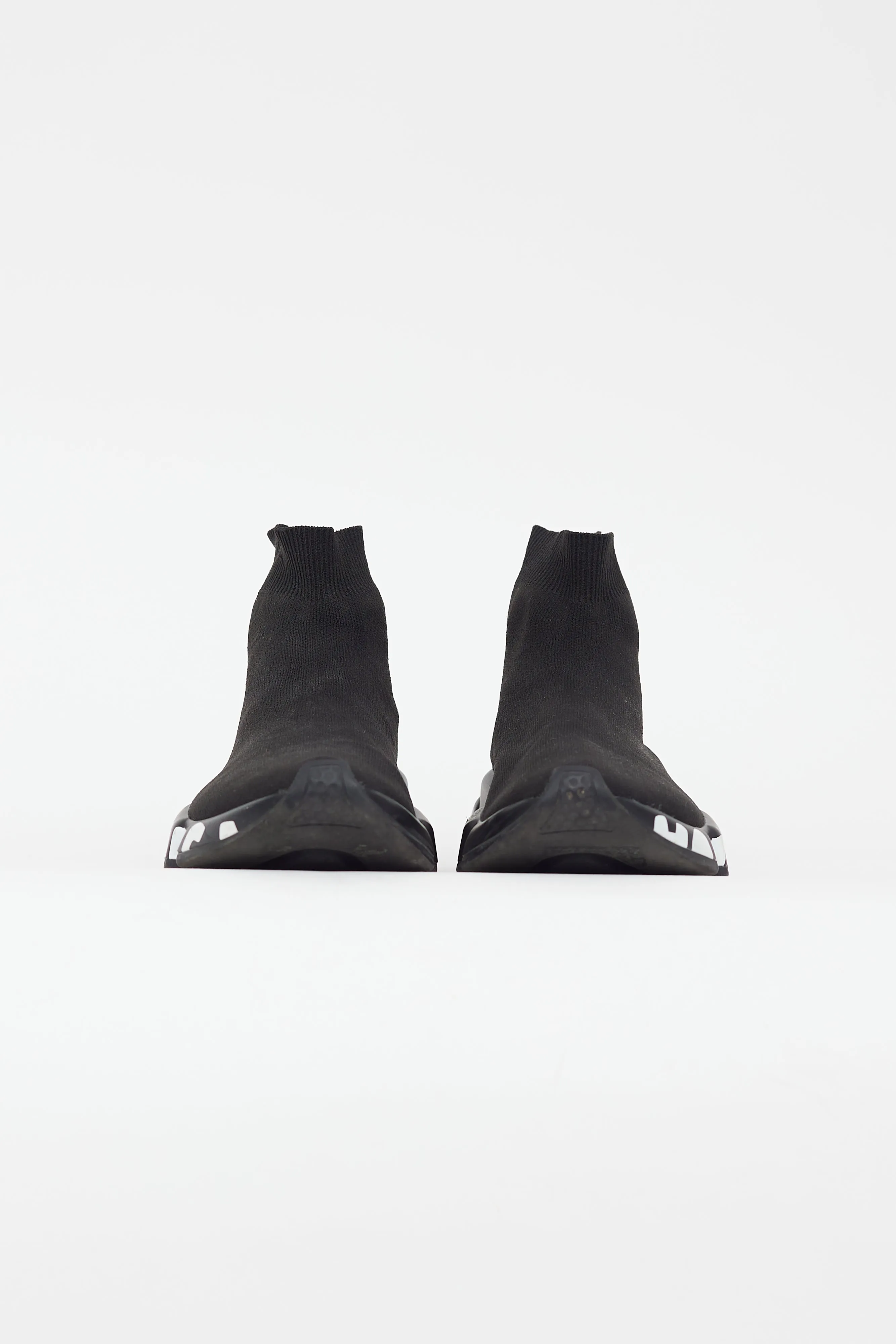 Black & White Knit Logo Speed Sneaker
