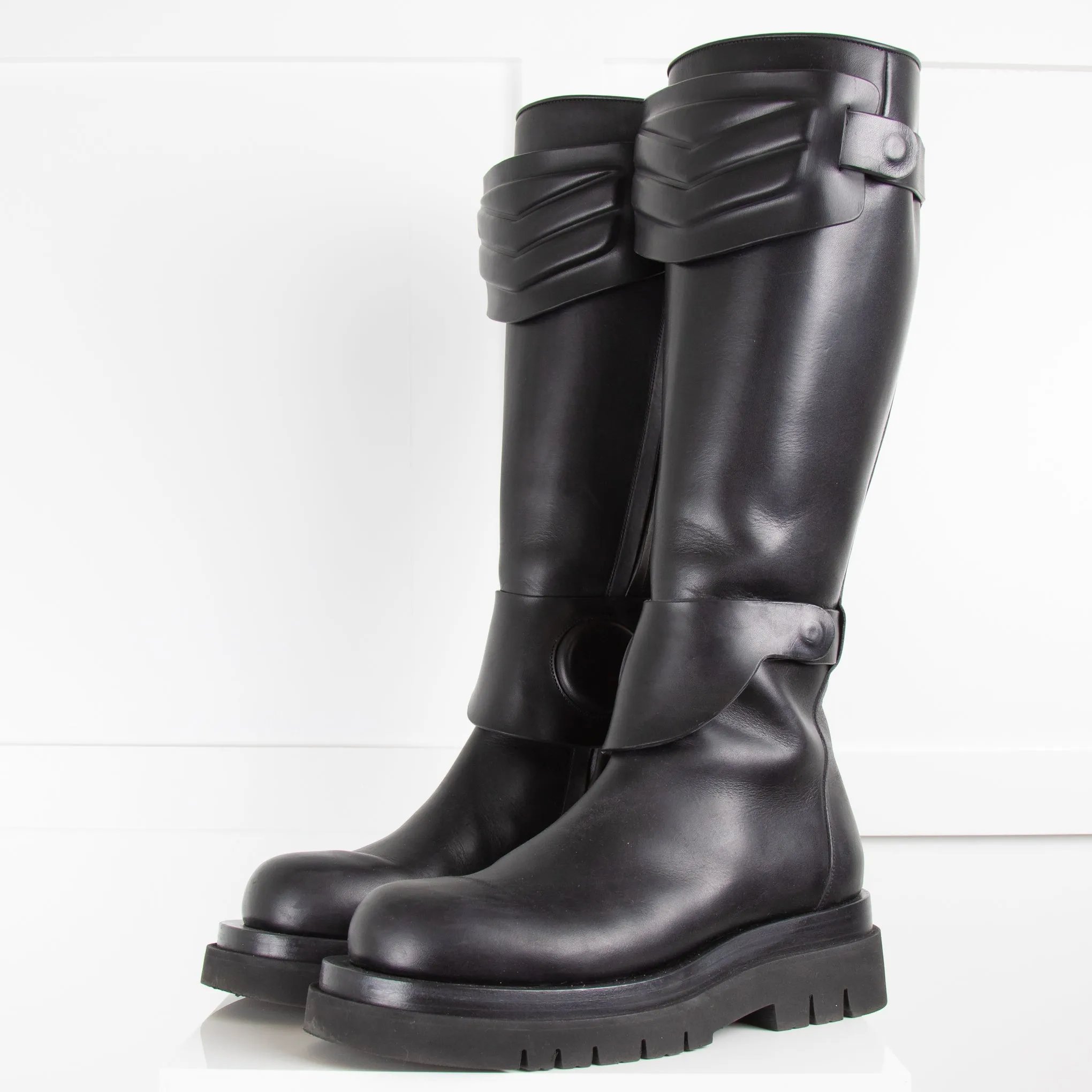 Bottega Veneta Black Leather Knee Boot