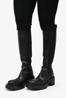 Bottega Veneta Black Leather Knee High Chunky Boot Size 41
