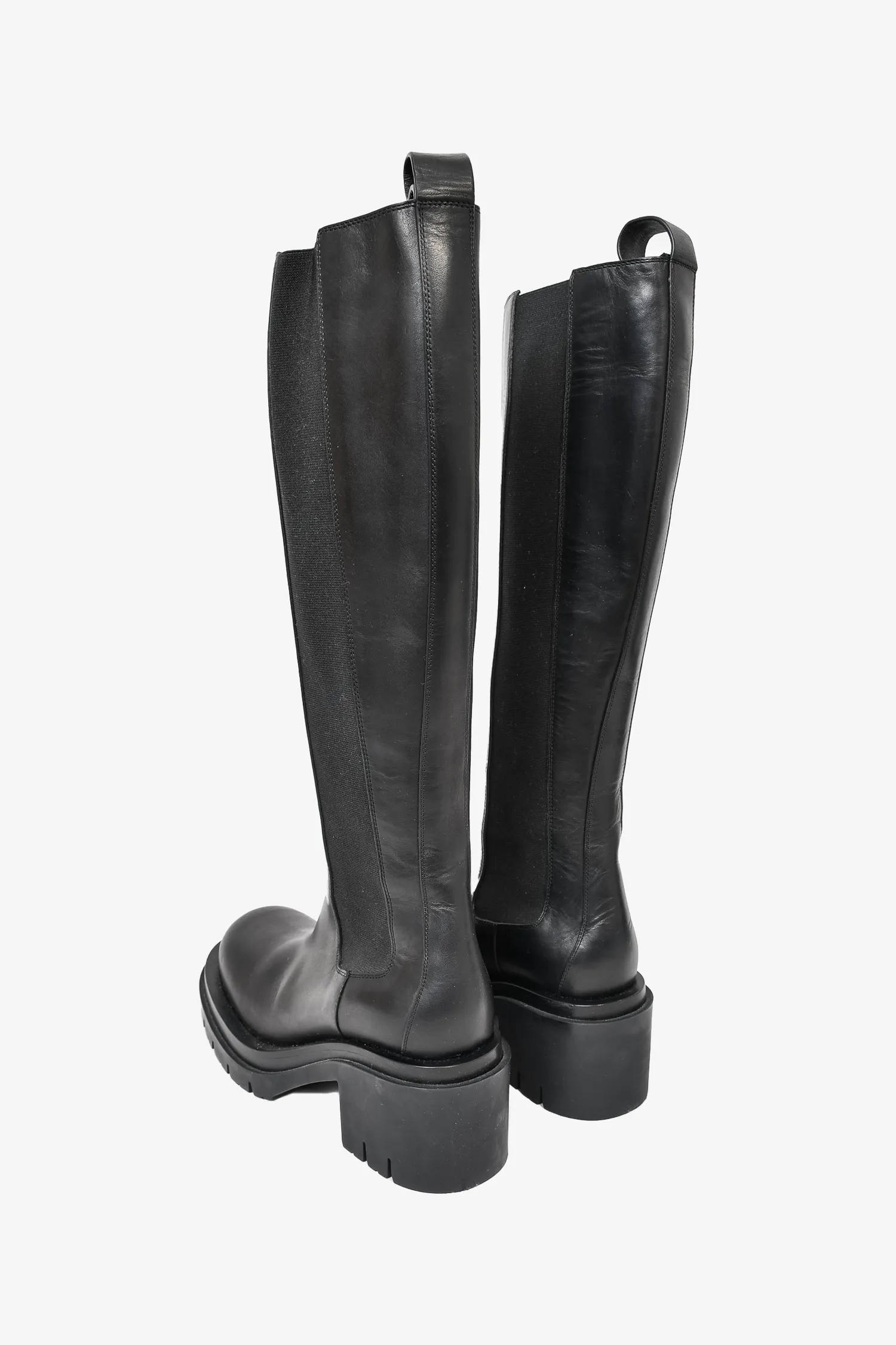 Bottega Veneta Black Leather Knee High Chunky Boot Size 41