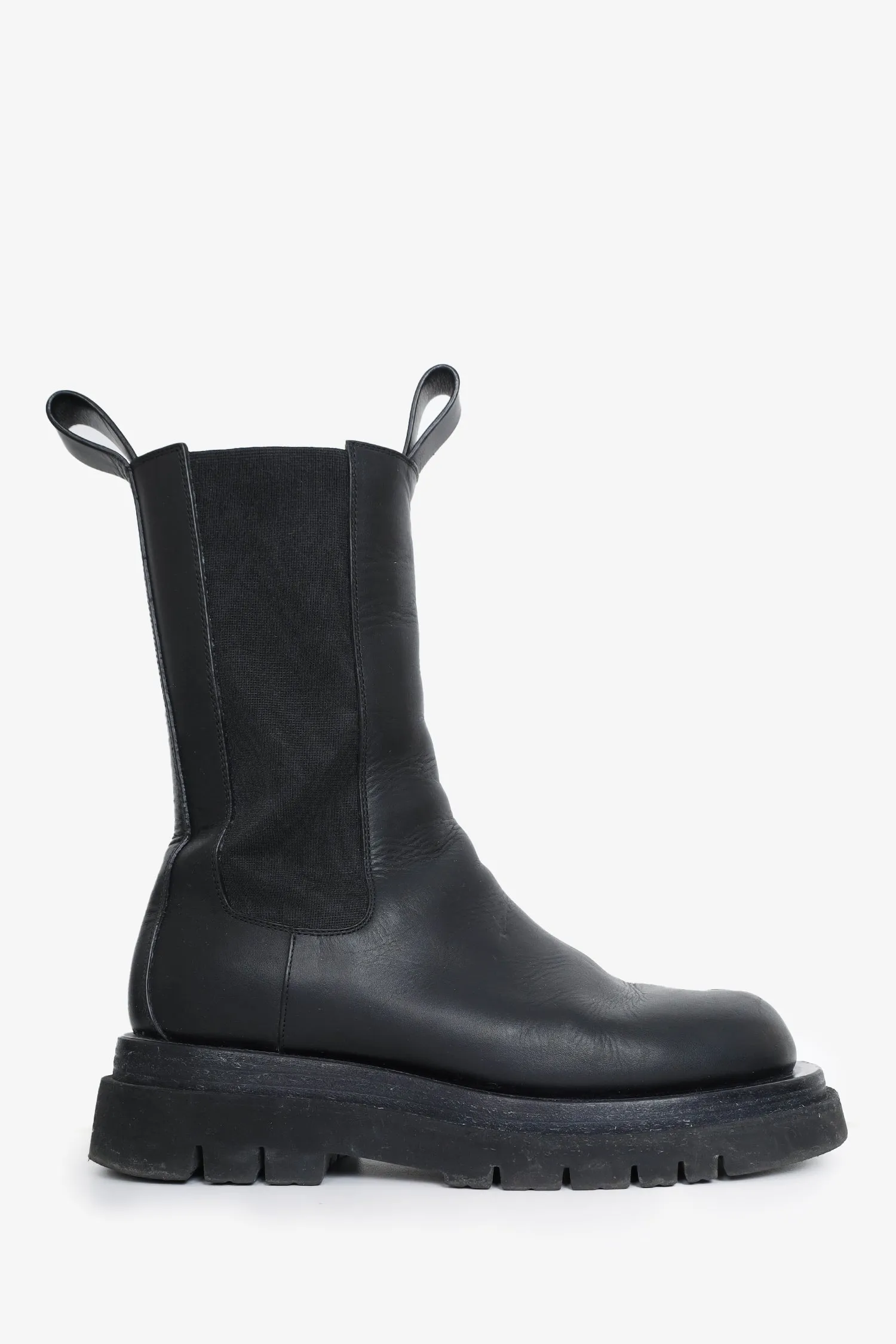 Bottega Veneta Black Leather 'Lug' Chunky Chelsea Boots Size 40