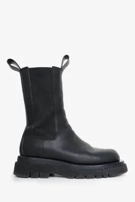 Bottega Veneta Black Leather 'Lug' Chunky Chelsea Boots Size 40
