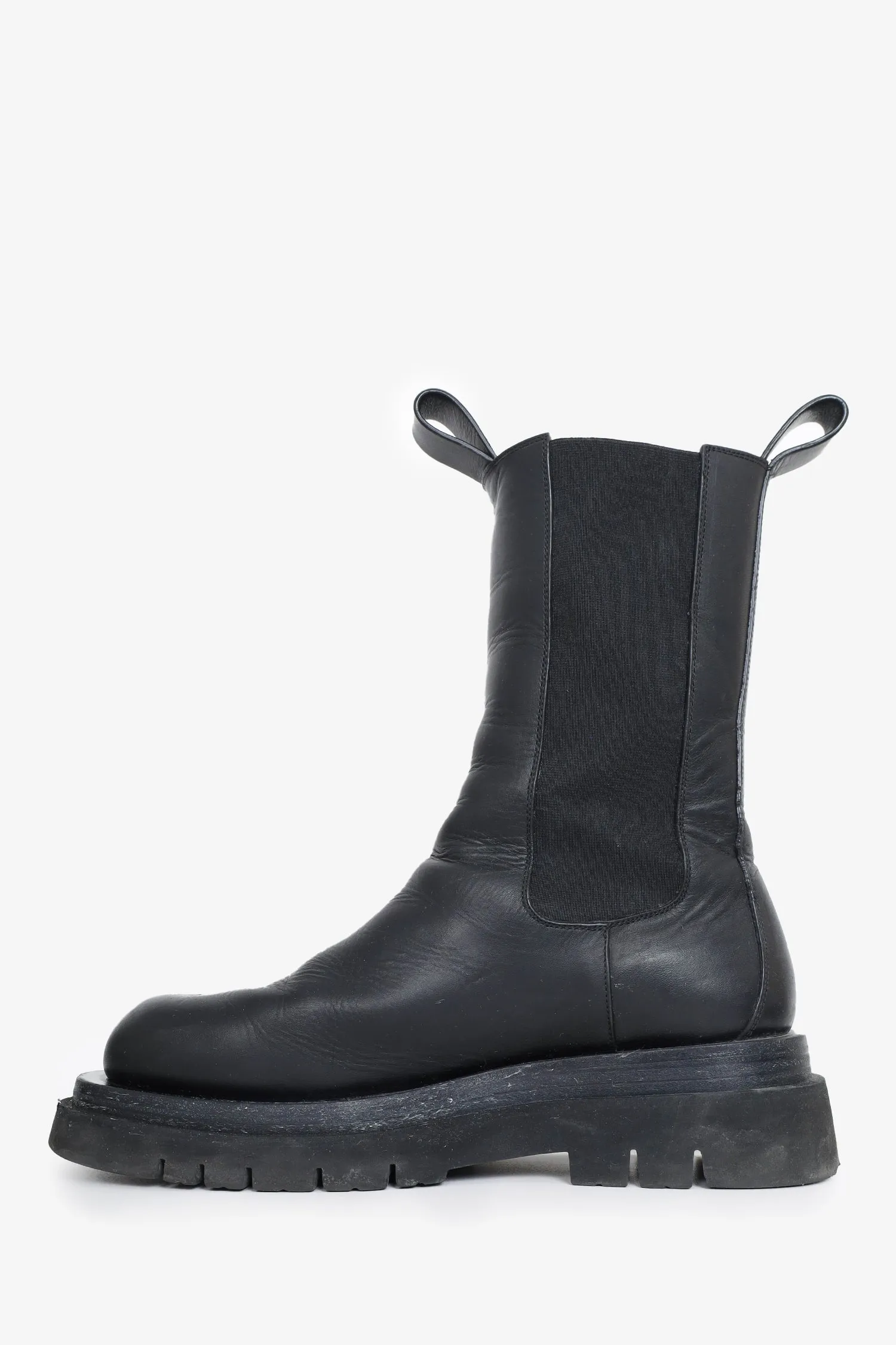 Bottega Veneta Black Leather 'Lug' Chunky Chelsea Boots Size 40