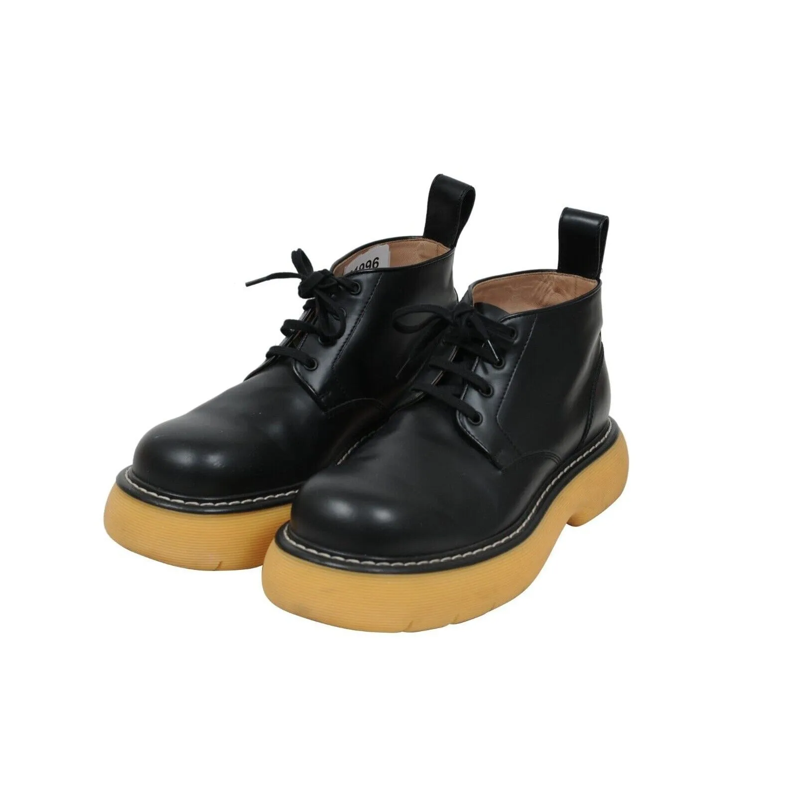 Bounce Ankle Boots Black Tan Leather Chunky Gum Sole