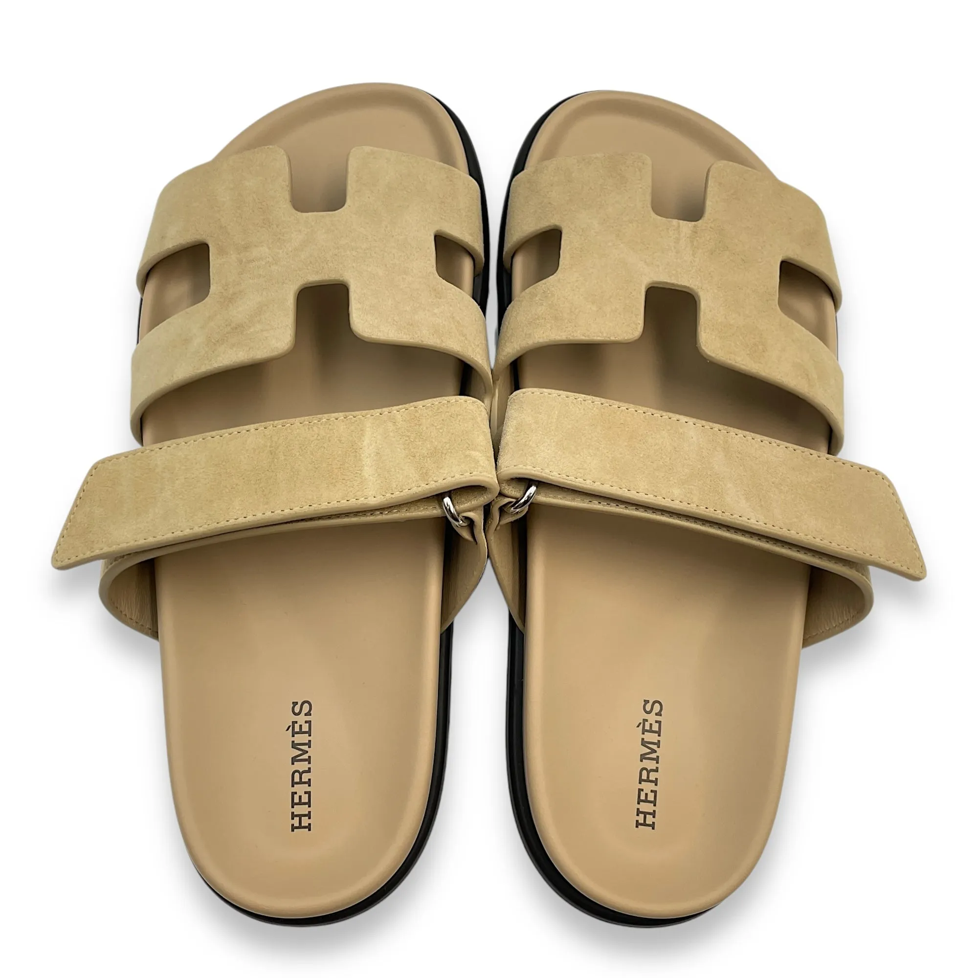 Chypre 37 Beige Lin Sandals in Suede Leather