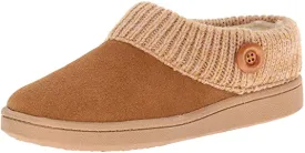 Clarks Cinnamon Knitted Collar Winter Clog Rounded Toe Slipper-Wide