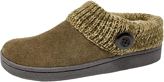 Clarks knitted Collar Winter Clog Slippers SAGE (9, SAGE)