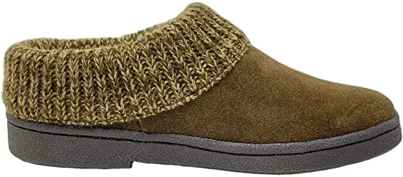 Clarks knitted Collar Winter Clog Slippers SAGE (9, SAGE)