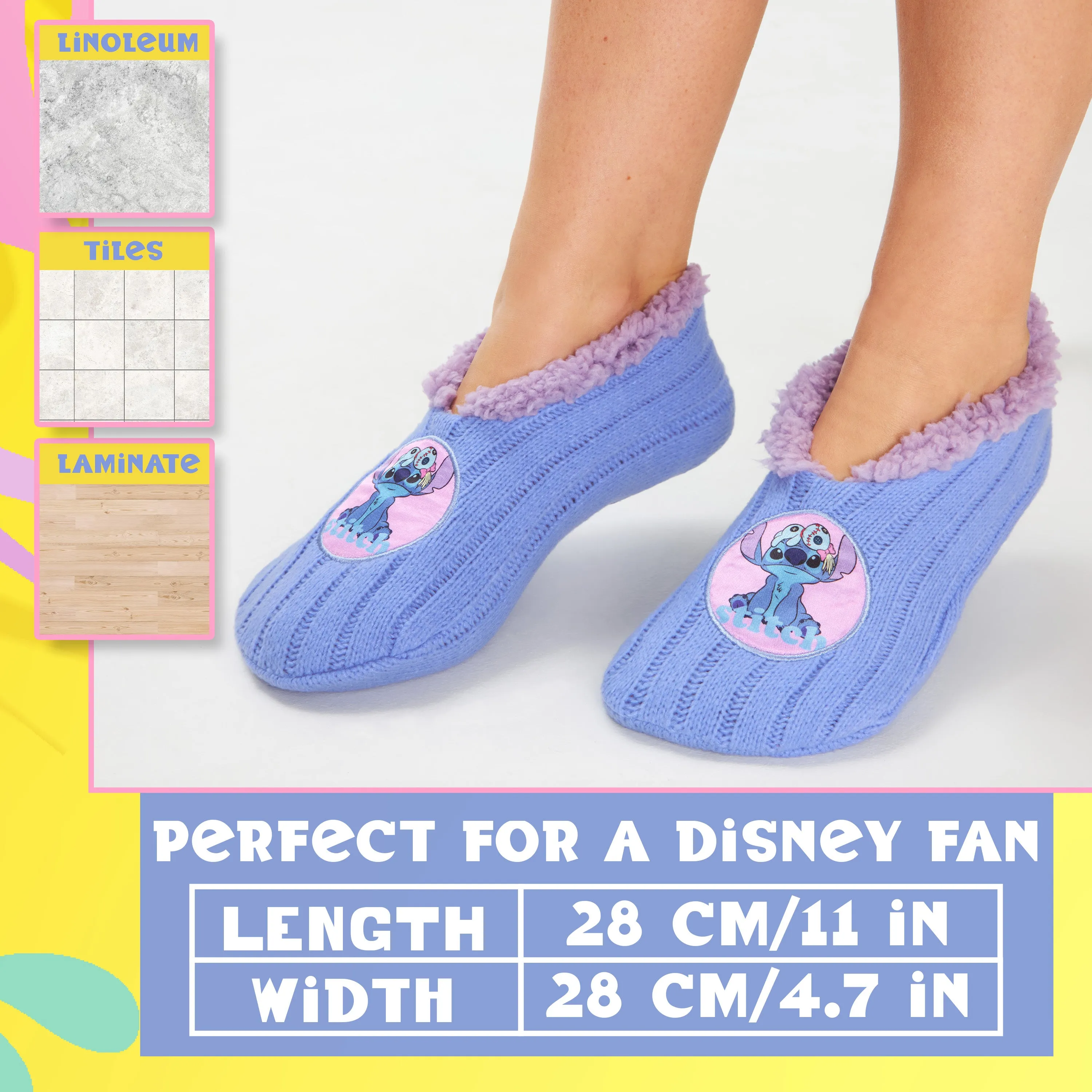 Disney Womens Ballerina Slippers with Sherpa Lining, Knitted Non-Slip House Shoes