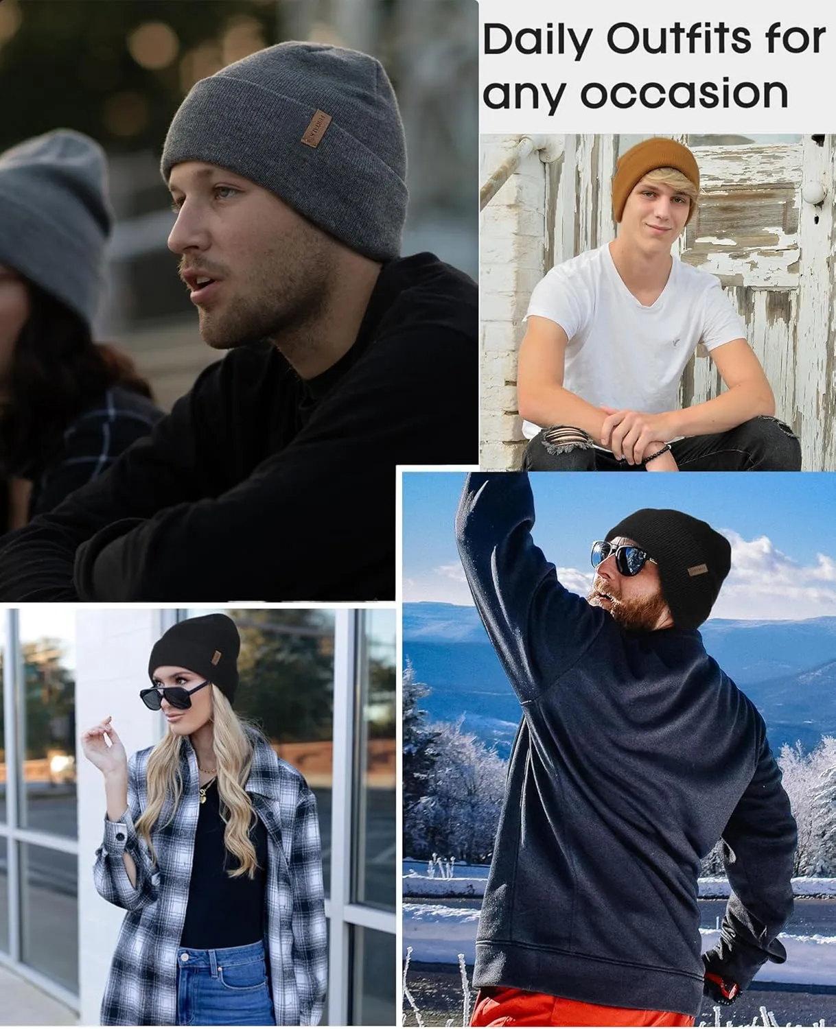 FURTALK Beanie for Men Women Cuffed Thick Knitted Unisex Winter Hat Beanies Skull Cap