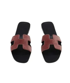 Hermes Pink Velvet Oran Sandals size 38.5 AGC2093