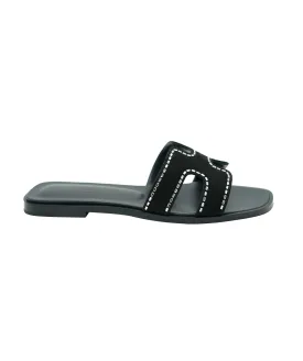 Hermès Black Calfskin Embellished Oran Sandals - 38 ABC1005 *RRP £1020*