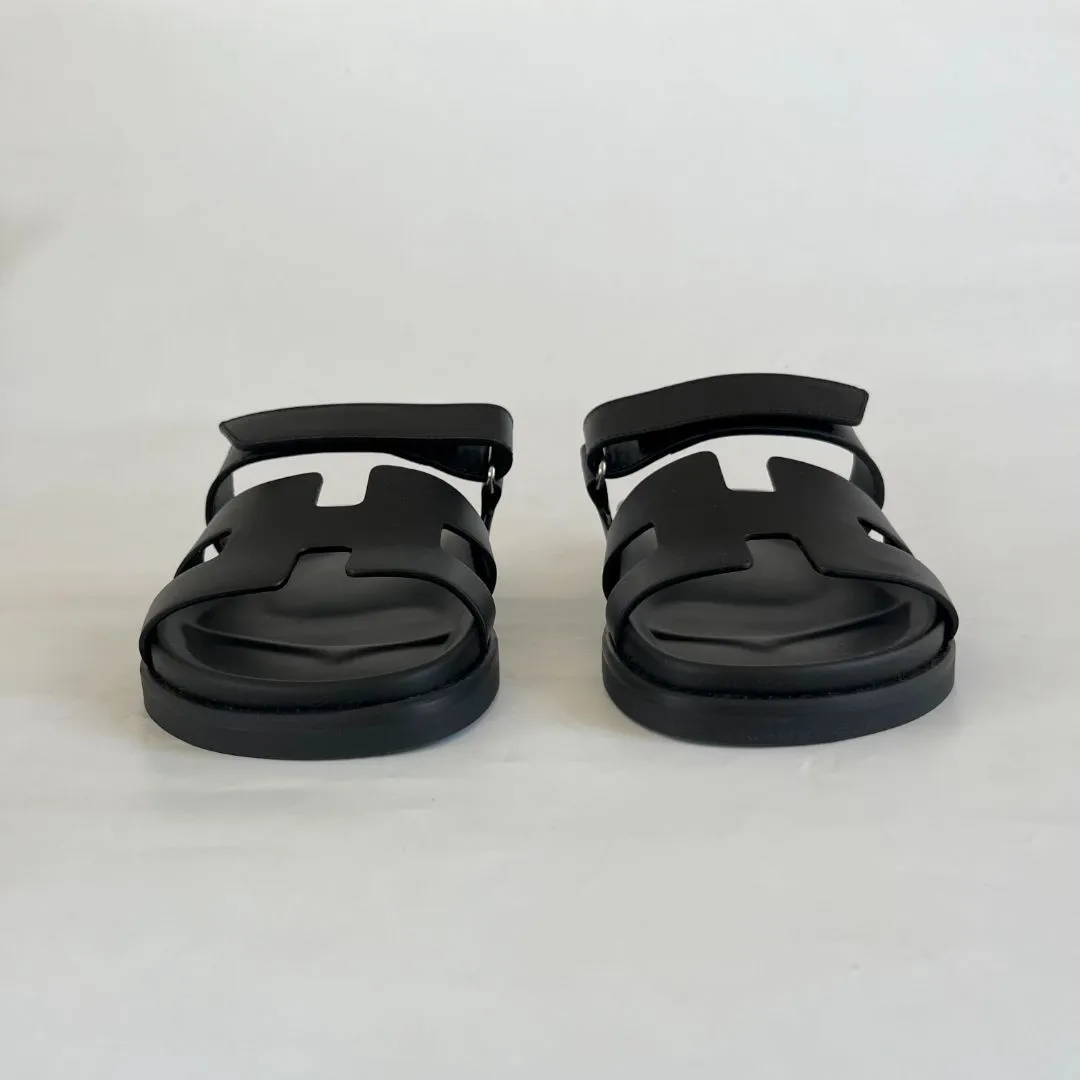 Hermès Black Chypre Sandals . 44.5