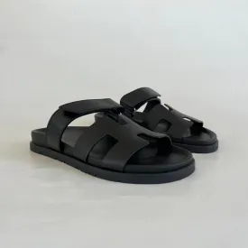 Hermès Black Chypre Sandals . 44.5
