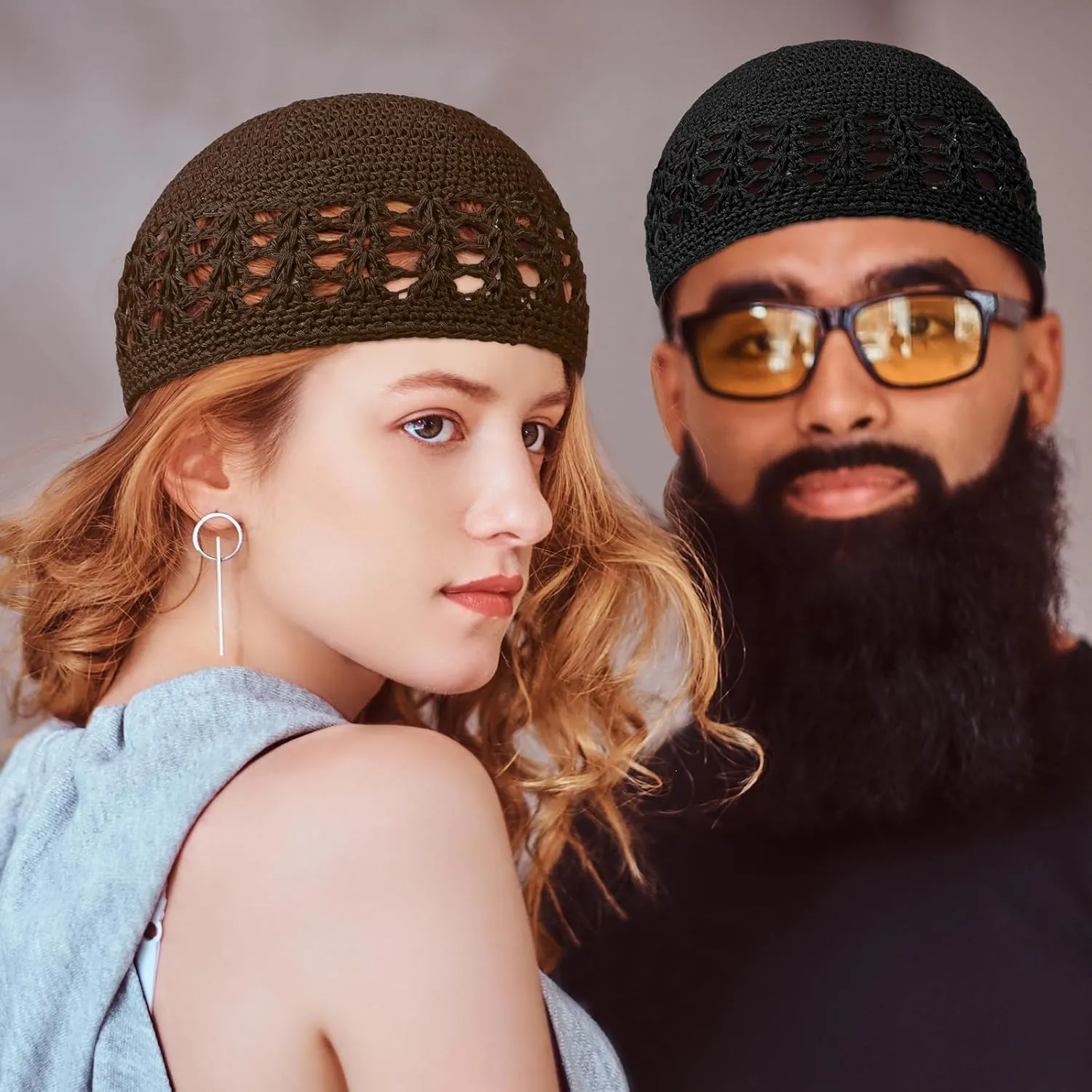Kufi Hat for Men Knit Kufi Cap Crochet Beanie Skull Beanie for Men Women