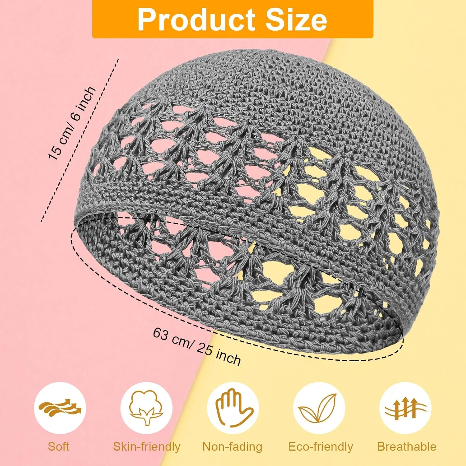 Kufi Hat for Men Knit Kufi Cap Crochet Beanie Skull Beanie for Men Women