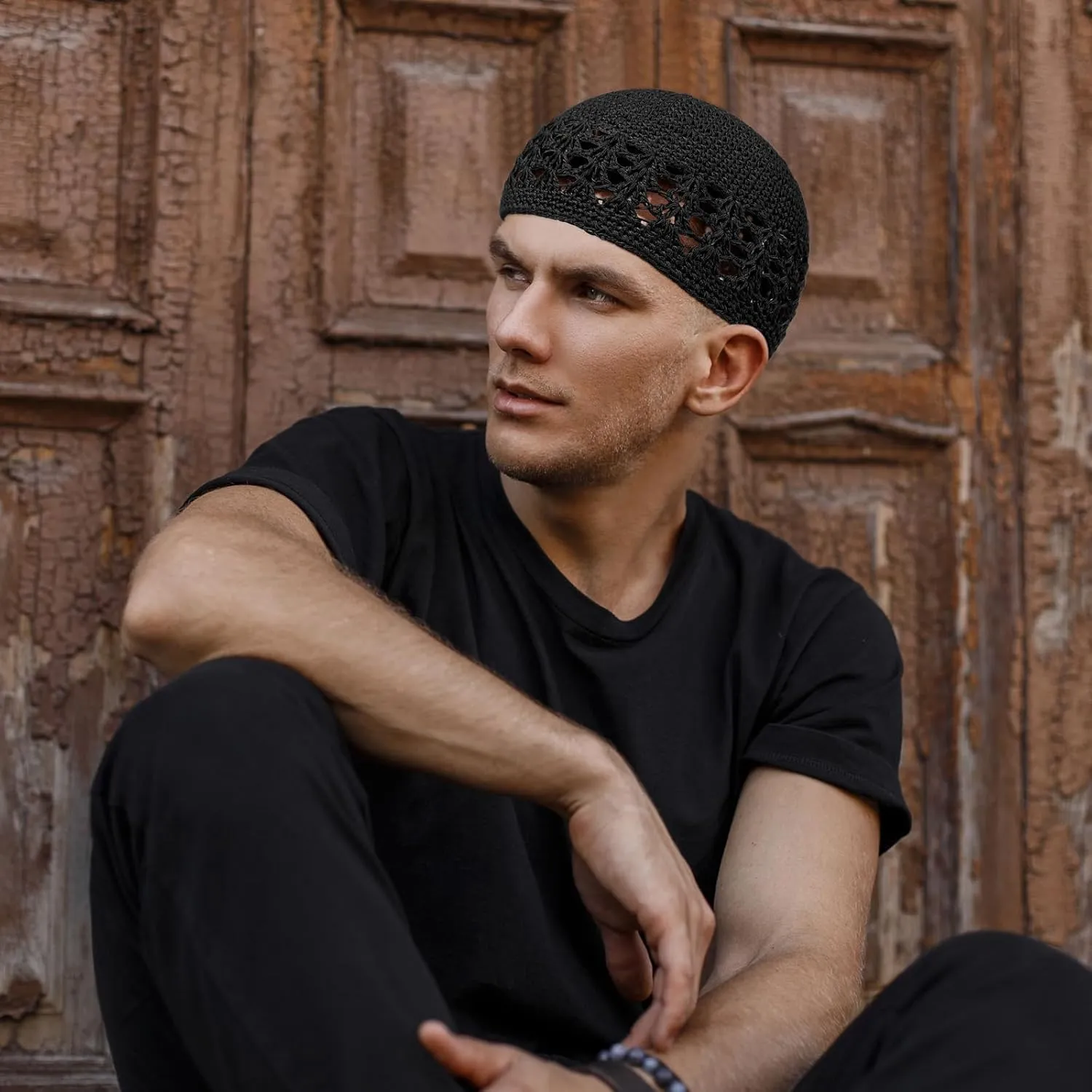 Kufi Hat for Men Knit Kufi Cap Crochet Beanie Skull Beanie for Men Women