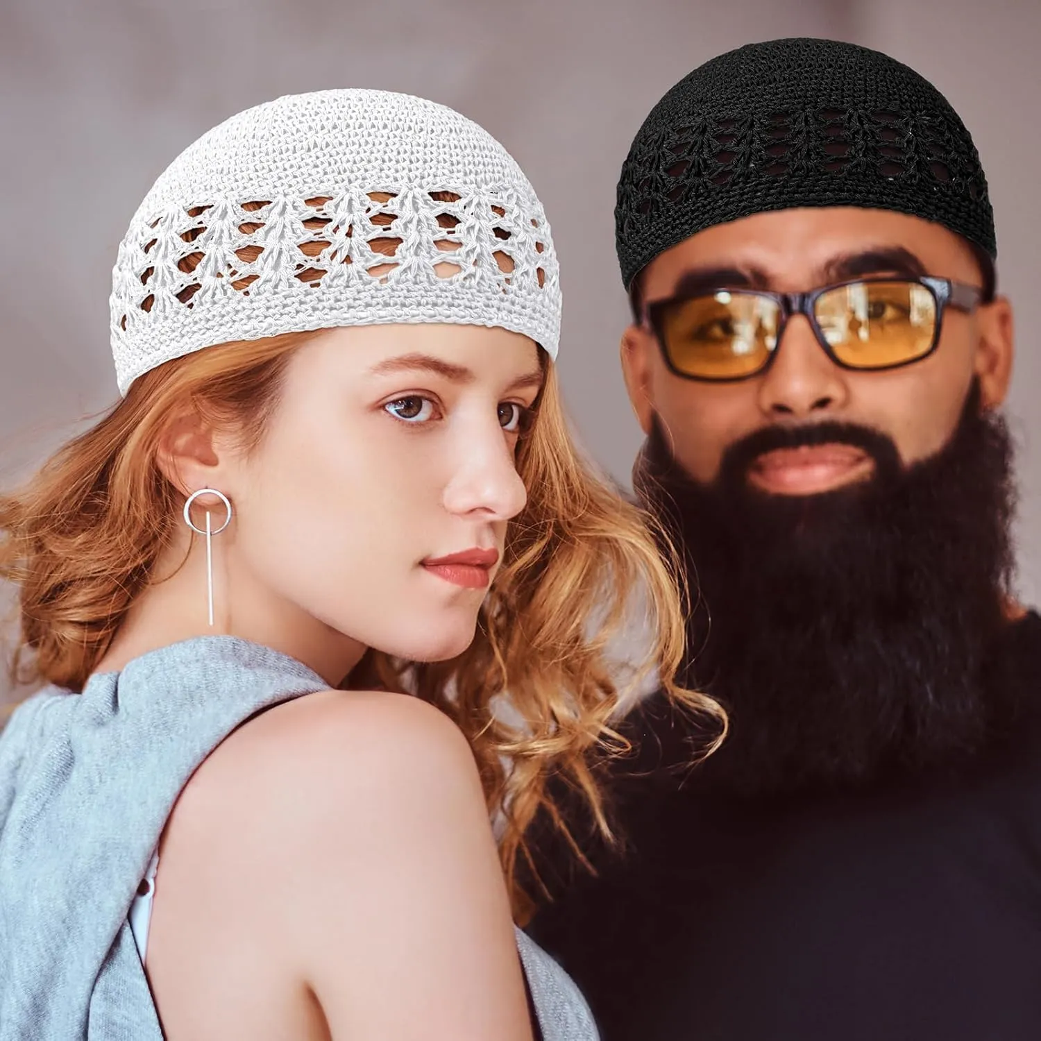 Kufi Hat for Men Knit Kufi Cap Crochet Beanie Skull Beanie for Men Women