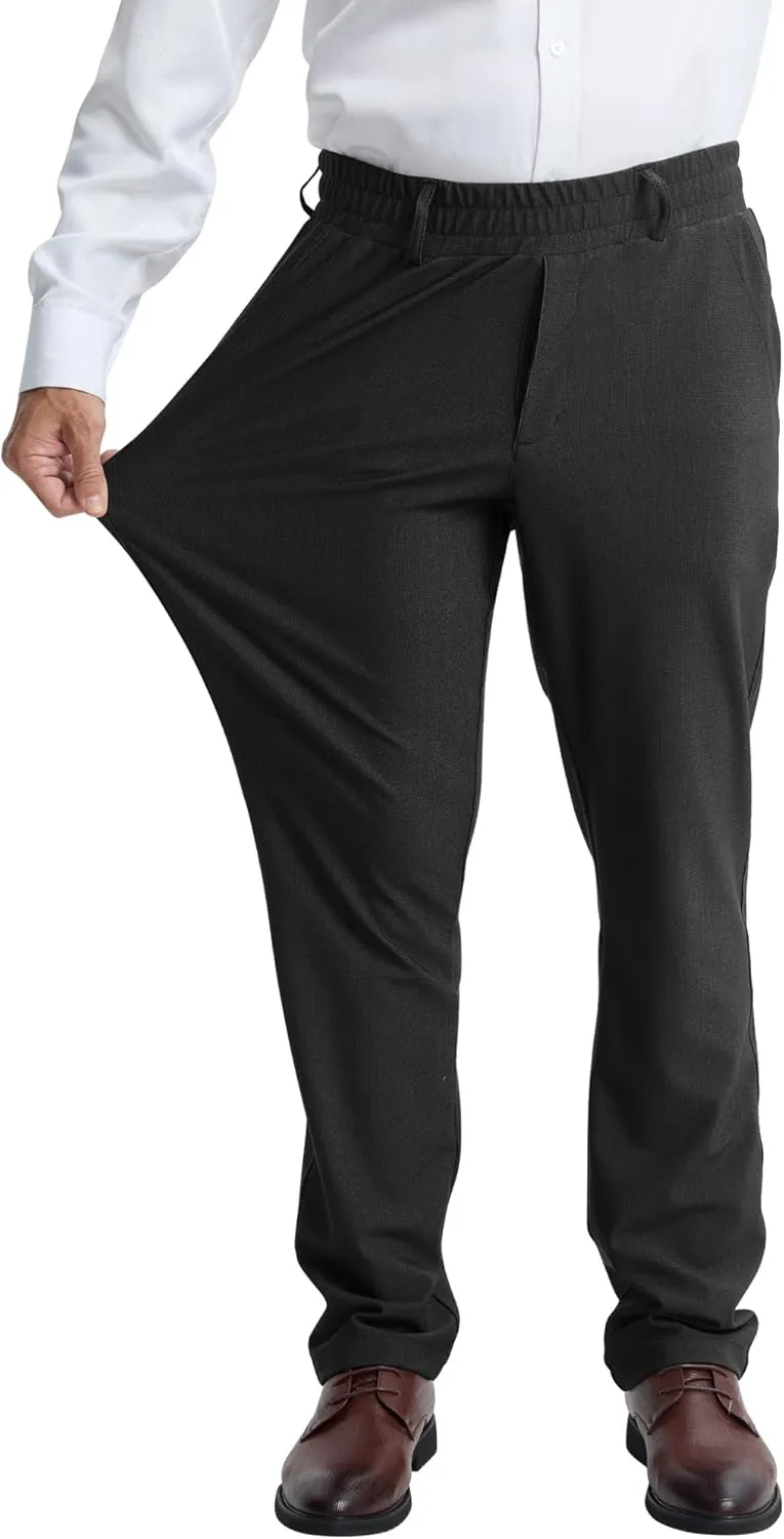 LETAOTAO Mens Elastic Waist Pants for Seniors High Stretch Expandable Waist Slacks for Elderly with Magnet Button