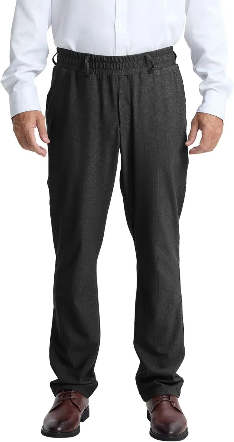 LETAOTAO Mens Elastic Waist Pants for Seniors High Stretch Expandable Waist Slacks for Elderly with Magnet Button