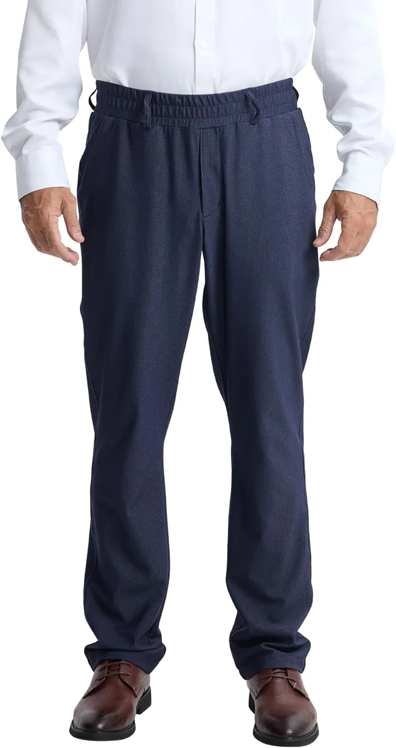 LETAOTAO Mens Elastic Waist Pants for Seniors High Stretch Expandable Waist Slacks for Elderly with Magnet Button