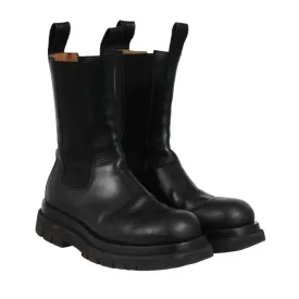 Lug Boots Black Leather Chelsea Chunky Platform