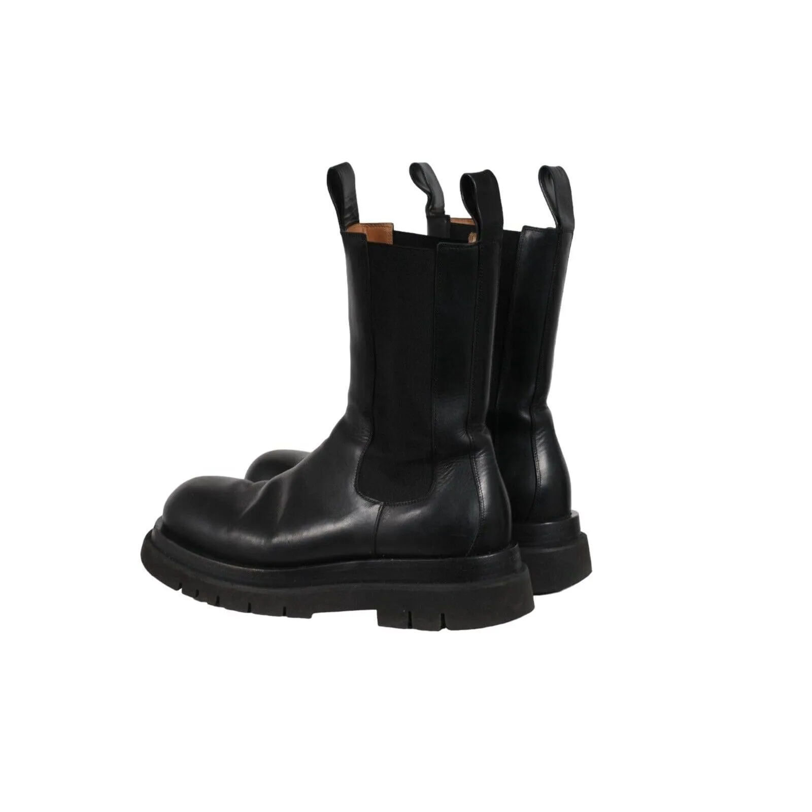 Lug Boots Black Leather Chelsea Chunky Platform