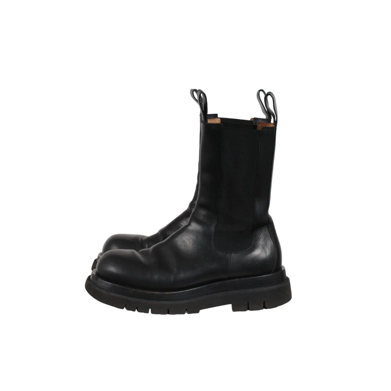 Lug Boots Black Leather Chelsea Chunky Platform