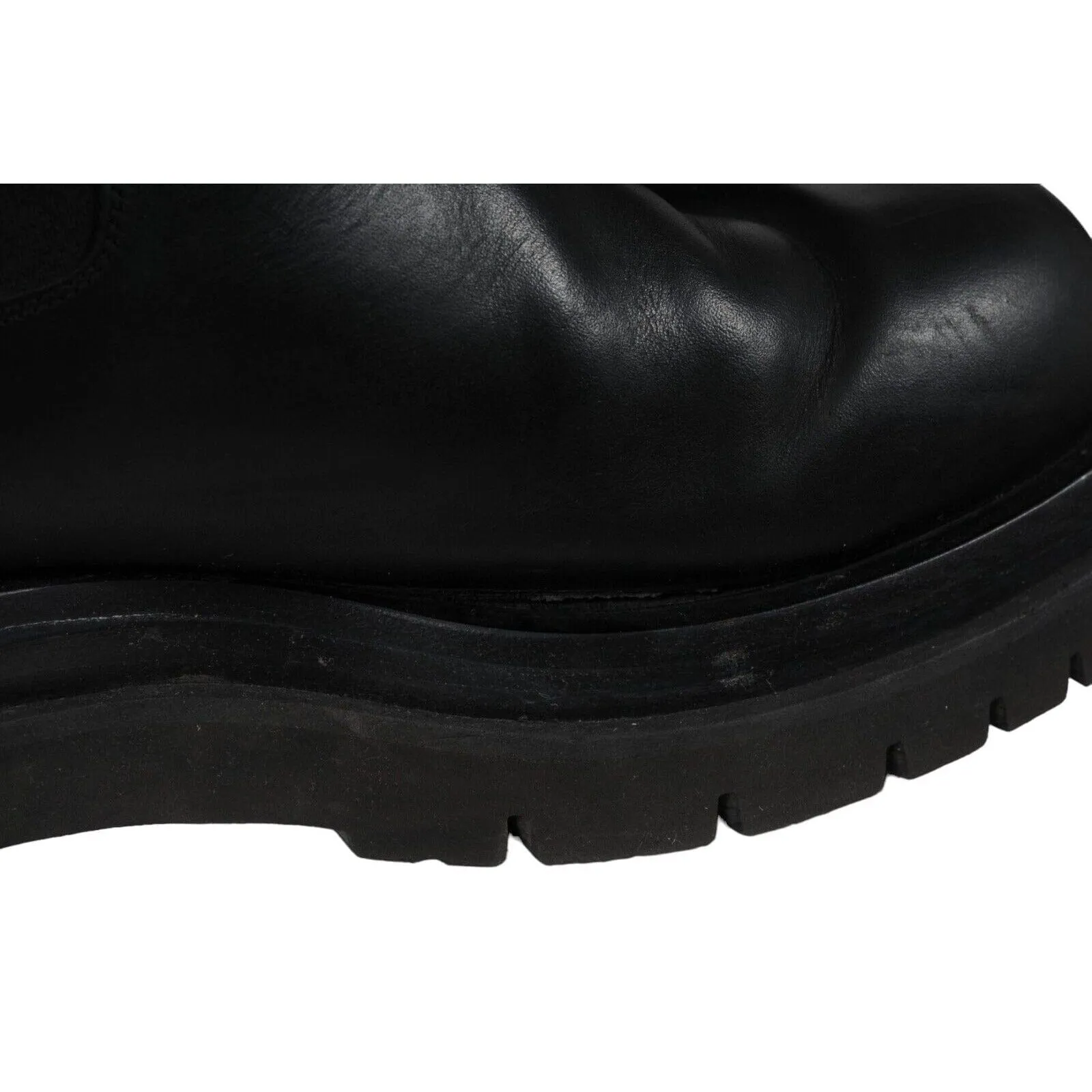 Lug Boots Black Leather Chelsea Chunky Platform