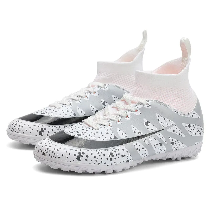 Men/Women High Ankle Lightweight Two-Color Soccer Turf Shoes