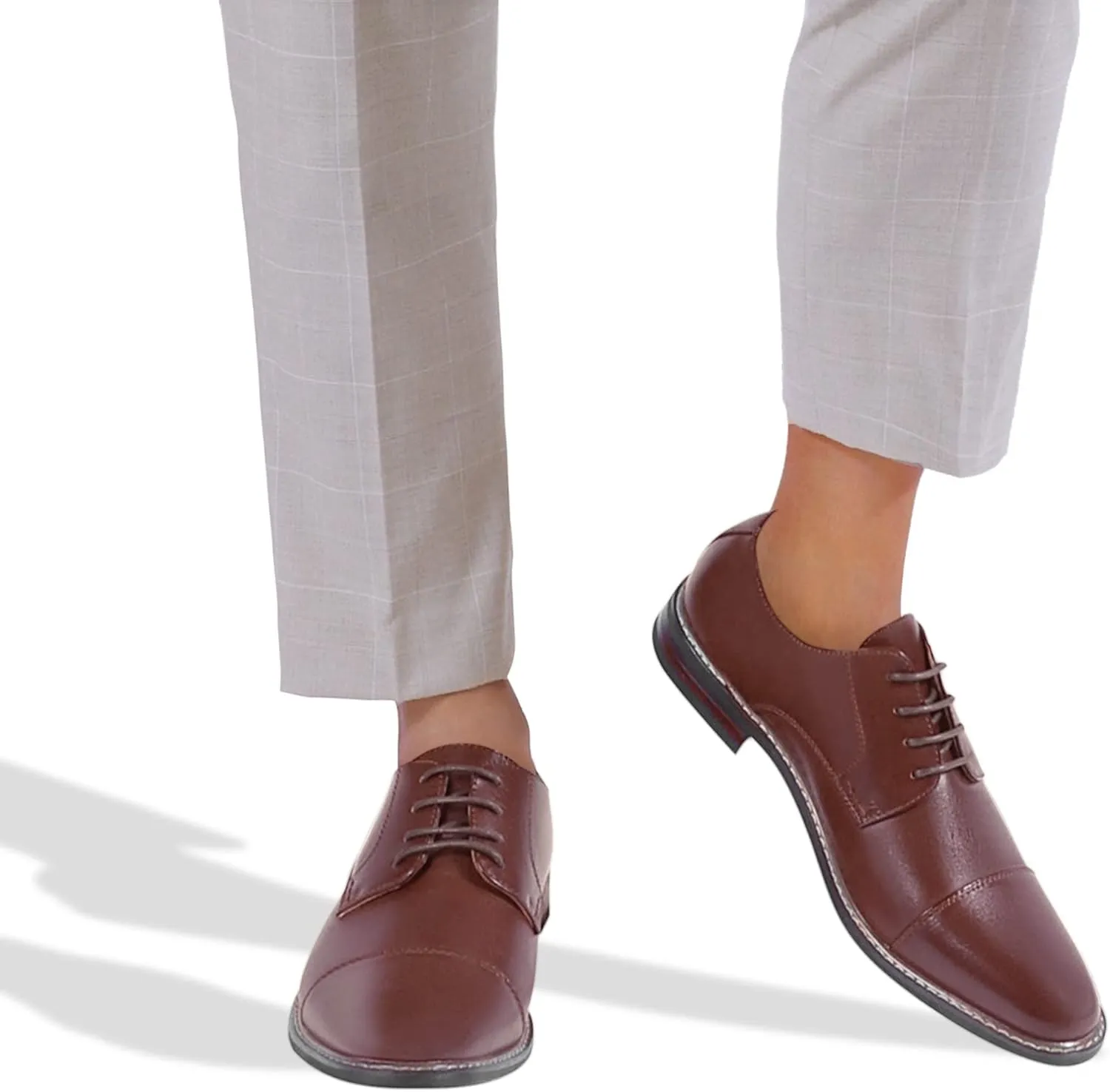 Mofri Men's Oxford Suede Shoes, Wingtip Dress Shoes for All Occasions, Waterproof, Latex Insole, Lace-Up