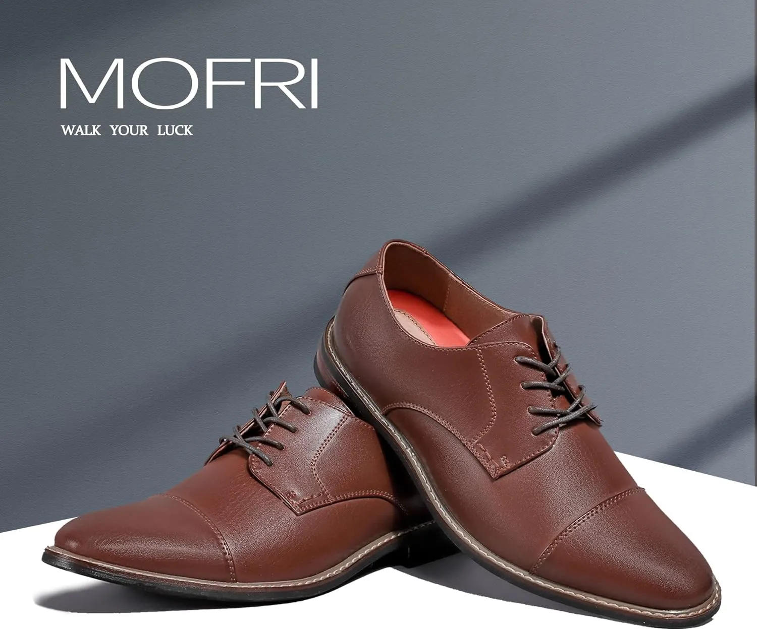 Mofri Men's Oxford Suede Shoes, Wingtip Dress Shoes for All Occasions, Waterproof, Latex Insole, Lace-Up