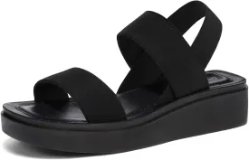 mysoft Women's Platform Wedges Sandals Slingback Lightweight Elastic Ankle Strap Low Wedges Walking Sandals Comfortable Slip On Casual Shoes