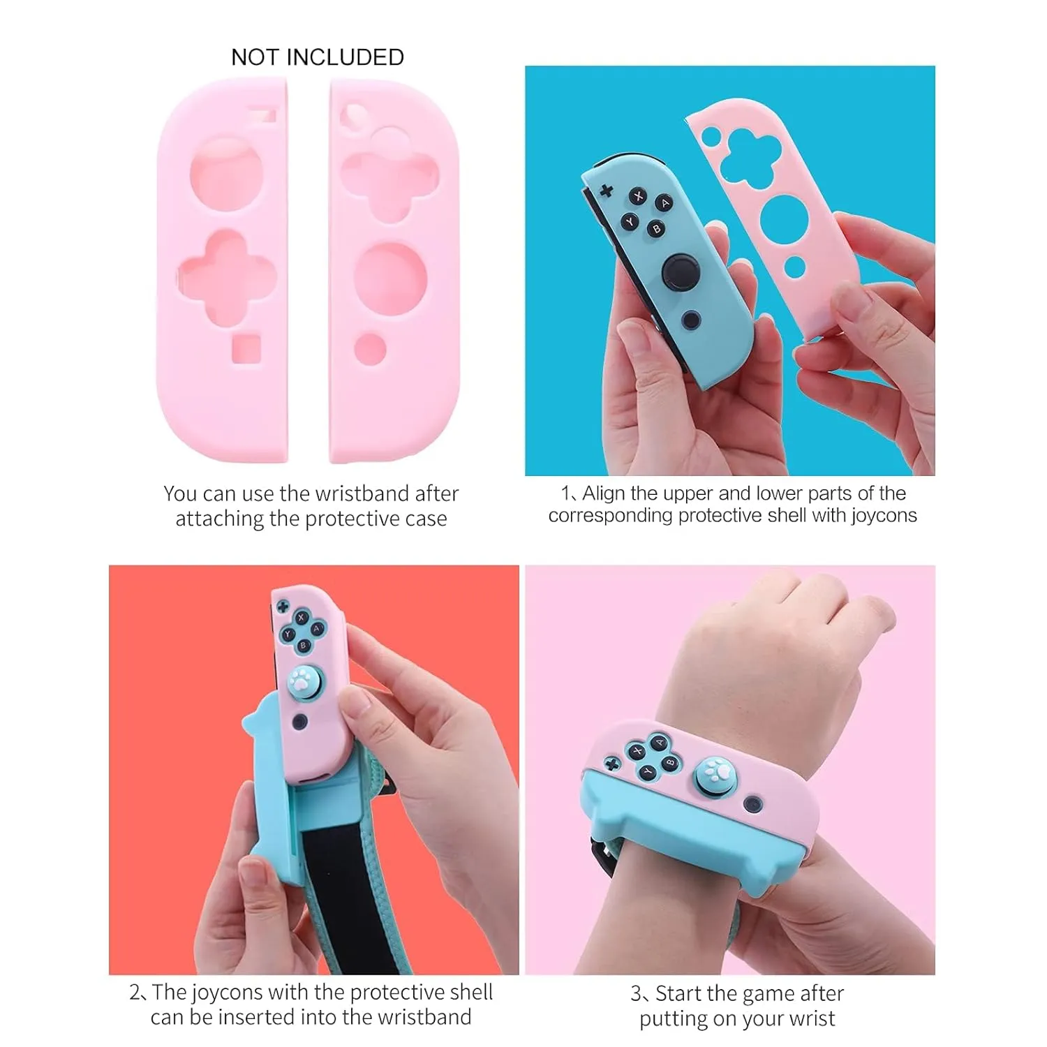 NANANINO Dance Switch Wristband, Wrist Bands for Dance Switch 2023 2022 2021 2020 2019, Adjustable Elastic Straps for Joy-Cons Controller (2 Packs for Kid)